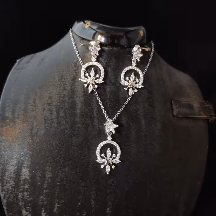 نیم ست نقره خارجی مدل چهار برگ 