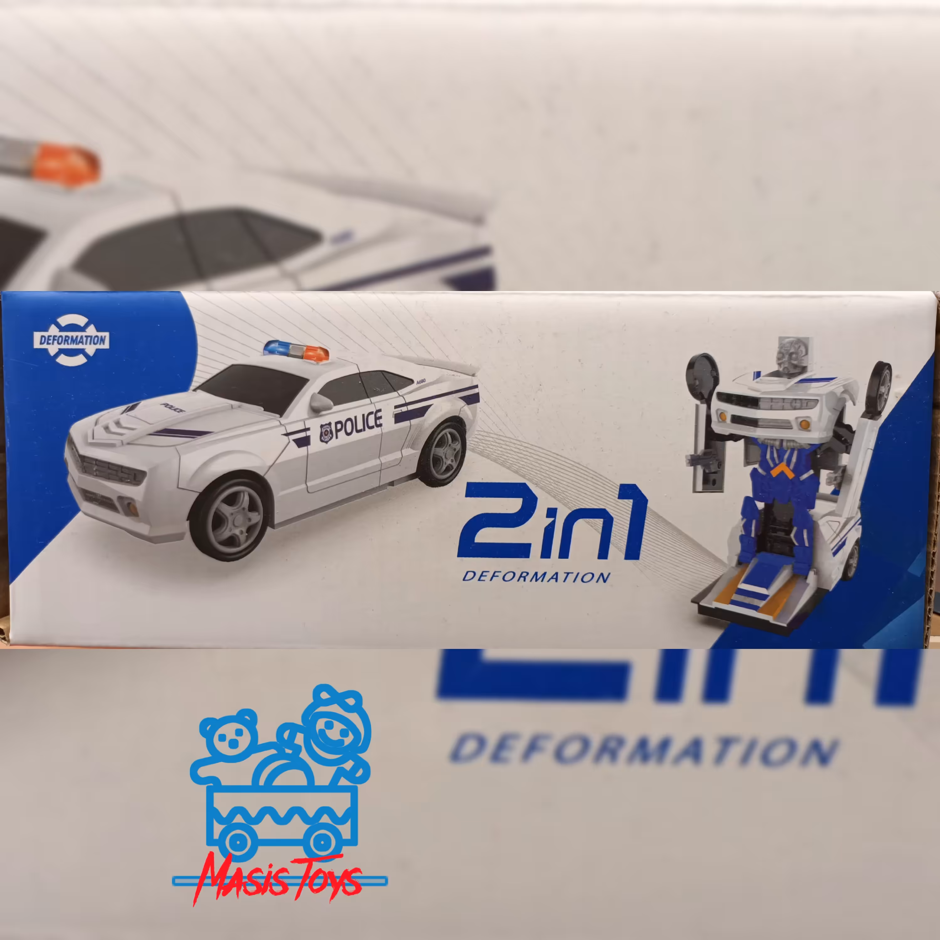 ماشین تبدیل شونده به ربات باطری خور صدا وچراغدار جنس خوب وارداتی مناسب برای گروه سنی سه سال به بالا