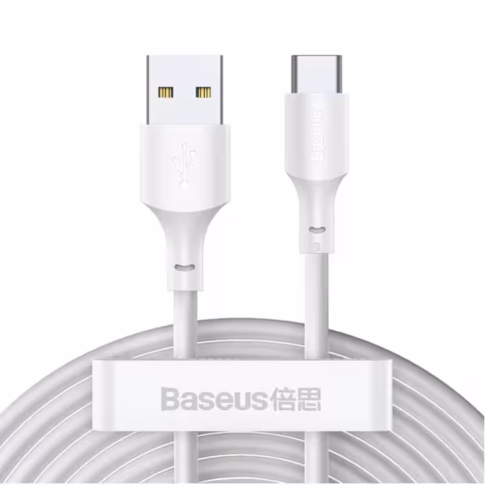 بسته 2 تایی- کابل شارژ و دیتا فست Type-C باسئوس مدل TZCATZJ-02 5A 40W طول 1.5 مترBaseus TZCATZJ-02 5A Charging Cable Type-C, 1.5M 2PC/set