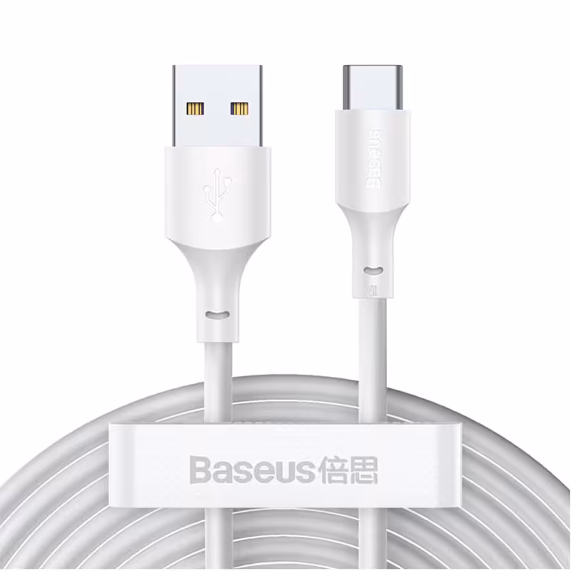 بسته 2 تایی- کابل شارژ و دیتا فست Type-C باسئوس مدل TZCATZJ-02 5A 40W طول 1.5 مترBaseus TZCATZJ-02 5A Charging Cable Type-C, 1.5M 2PC/set