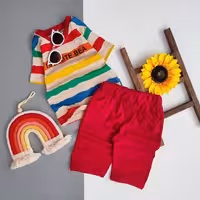 ست اسپورت بچگانه تیشرت و شلوارک جنس پنبه لاکرا خنک و خوشگل مناسب حدود سنی 1 تا 6 سال تنخور شیک 