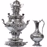 سماور گازی قلم دست 6لیتر با سرویس کل عکس 