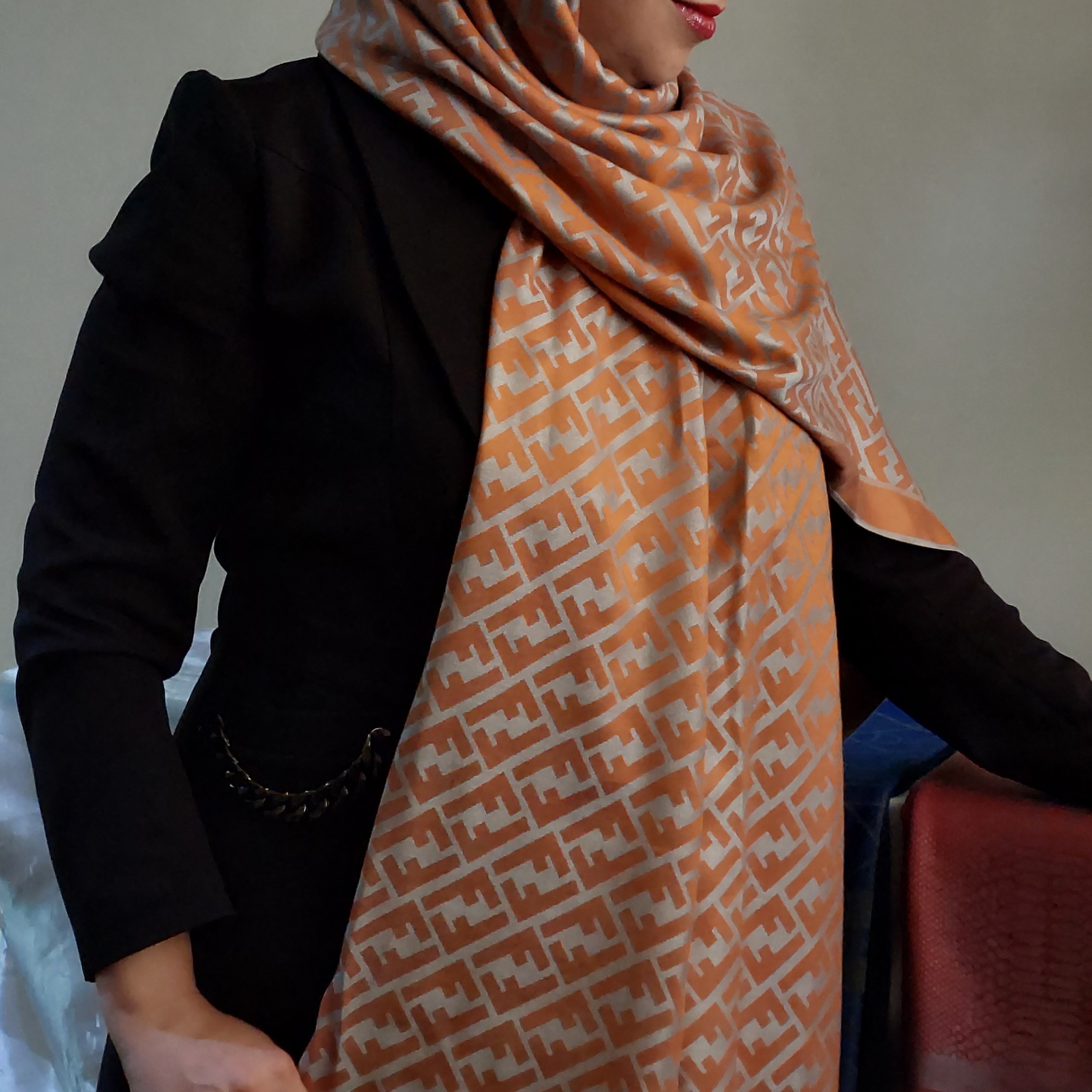 شال دو رو ژاکارد نخی