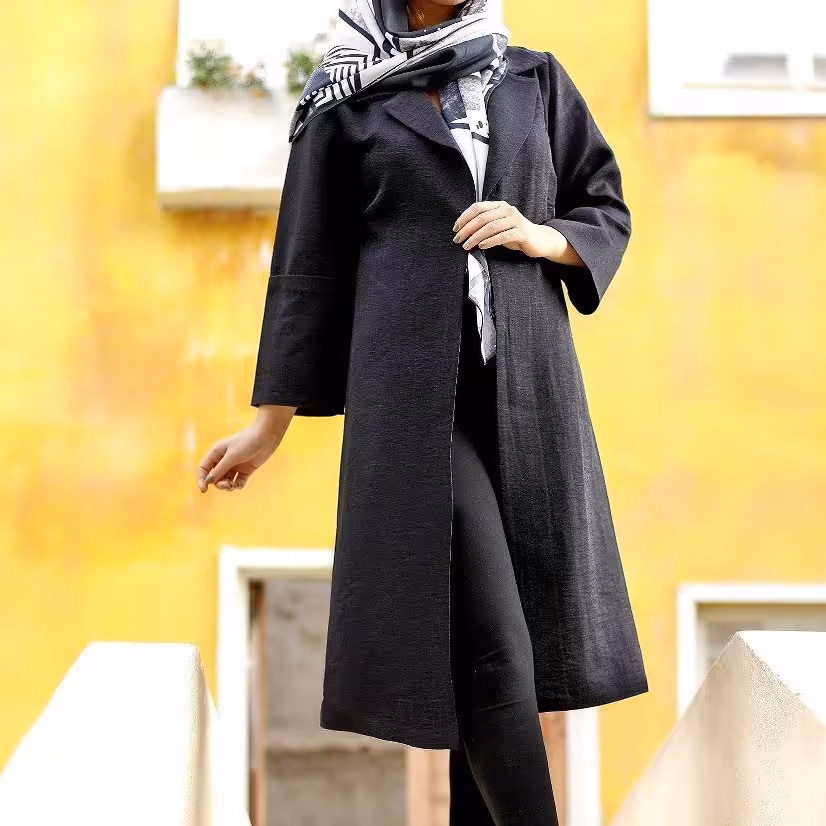 مانتو  کتان مدل مهکامه رنگ مشکی برند SET