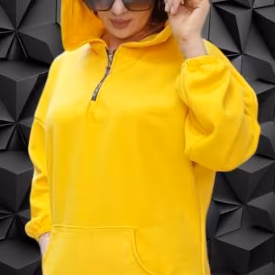 هودی زنانه نیم زیپ
