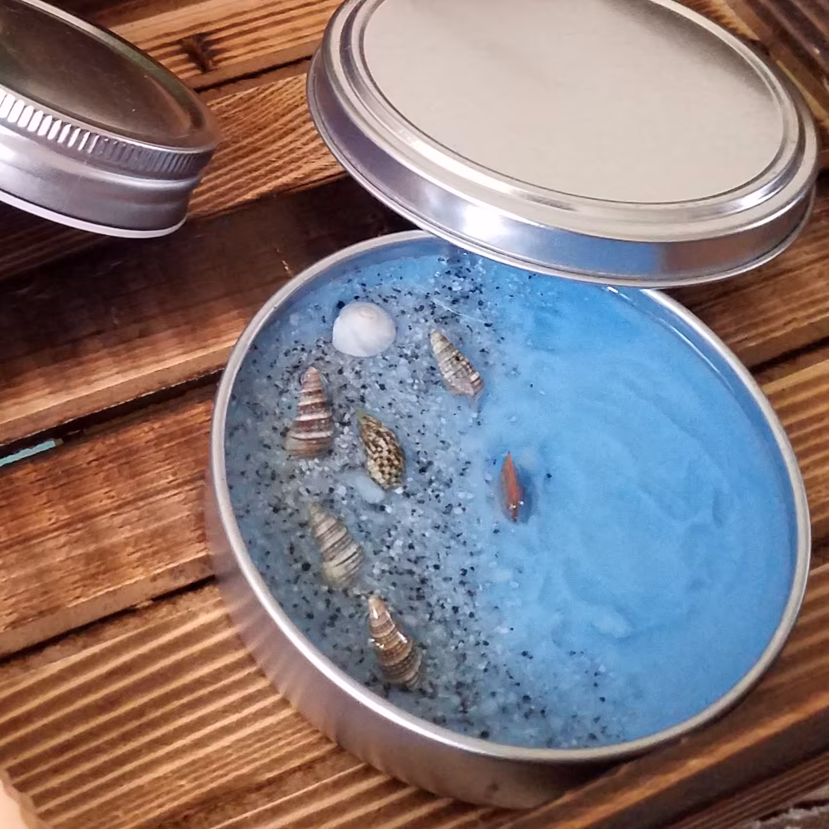 شمع قوطی فلزی طرح دریا