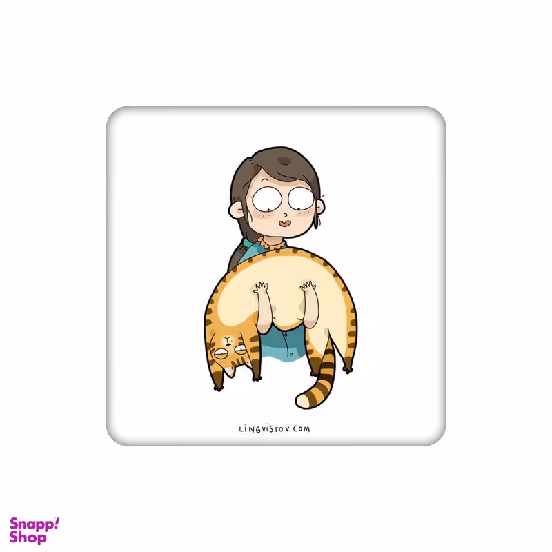 زیرلیوانی طرح دختر و گربه آویزان کد 0949852