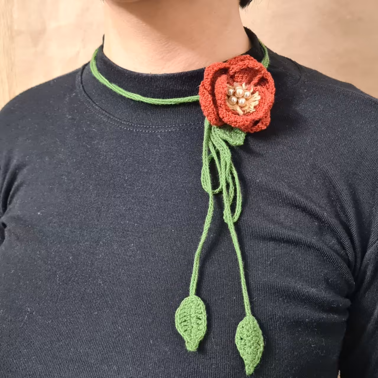 گردنبند بافت طرح گل 201