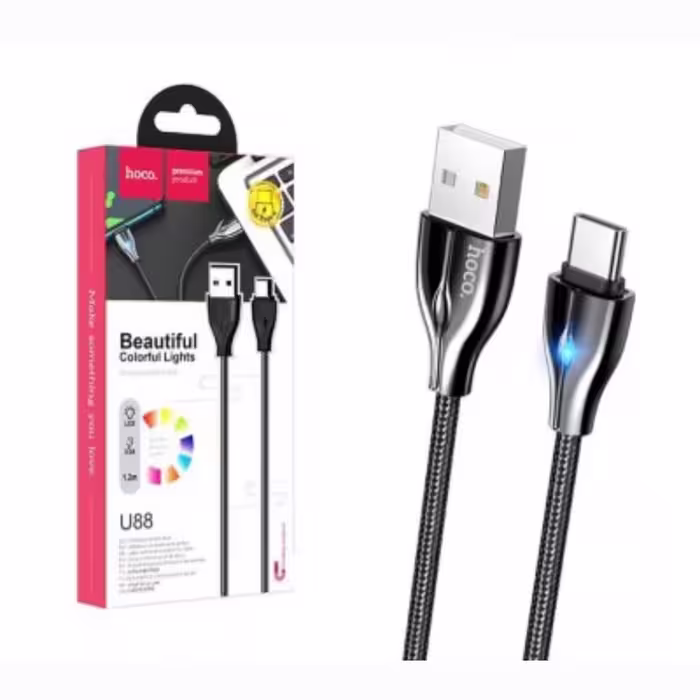 کابل تبدیل USB به USB-C هوکو مدل U88 طول 1.2 متر