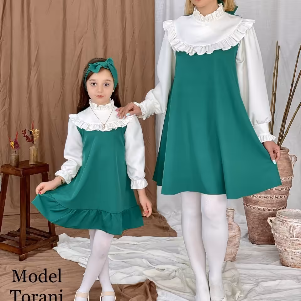 مدل ترنج ست مادر دختر کرپ مازراتی ارسال رایگان ست مجلسی مادر دختر لباس دخترانه لباس مجلسی کوتاه زنانه ست مادر دختری 