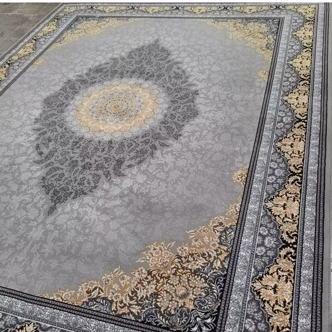 فرش 700شانه تراکم 2250، 9متری، طرح جدید و زیبای آرمان در زمینه خاکستری