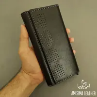 کیف گوشی موبایل کمری چرم طبیعی امیسیما کد G-104 (مشکی گاوی)
