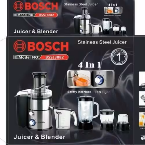 آبمیوه گیر چهار کاره طرح بوش با قدرت موتور 1200وات مخلوط کن خوردکن گوشت آسیاب کن