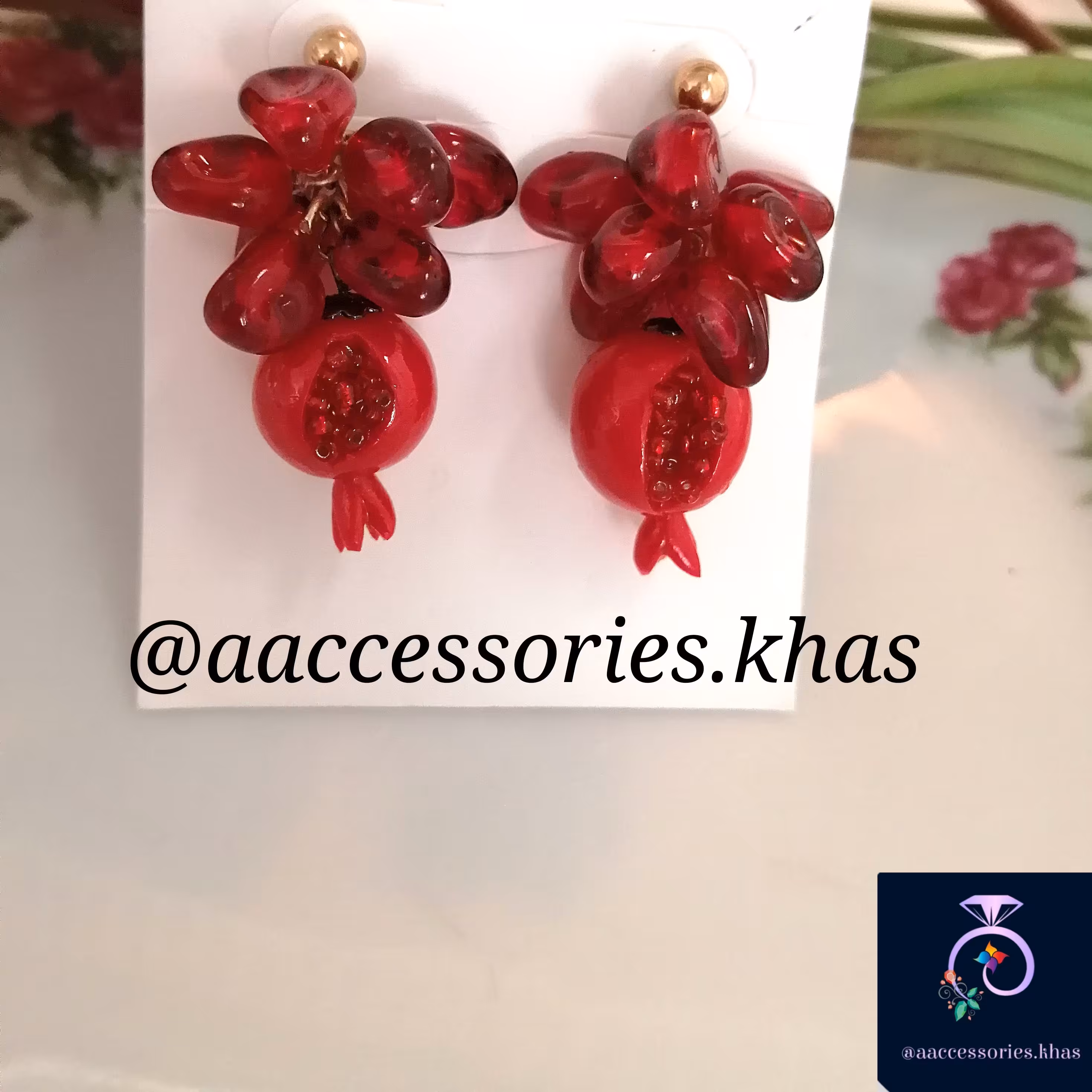 نیم ست یلدایی گوشواره انار استیل میخی ویژه شب یلدا 