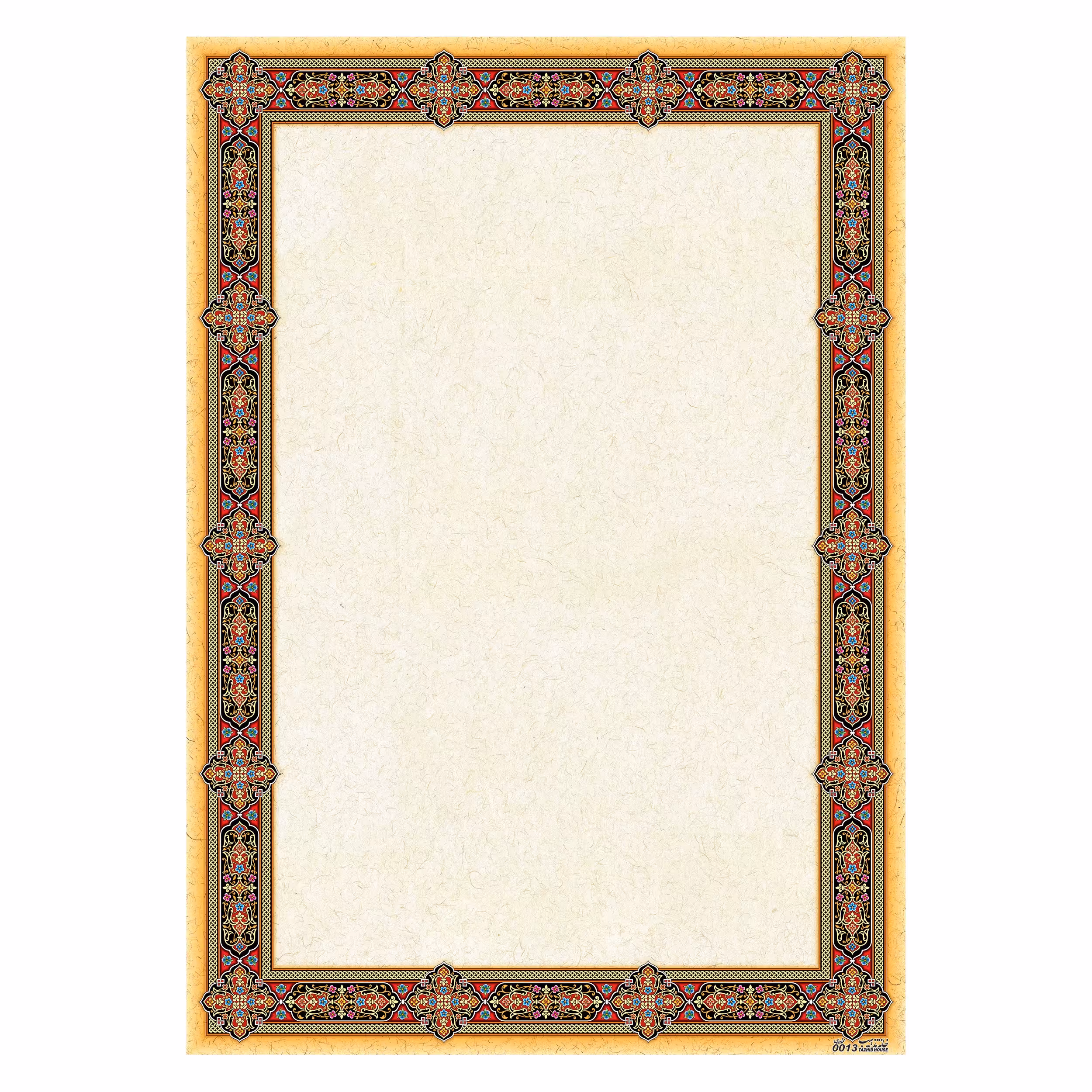 کاغذ تذهیب و ابروبادA4 طرح اسلیمی کد 0013 گلاسه مات20 1 گرمی بسته 100 برگی