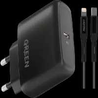 شارژر دیواری Green Lion مدل GN20EUCLBK به همراه کابل Type-C به Lightning