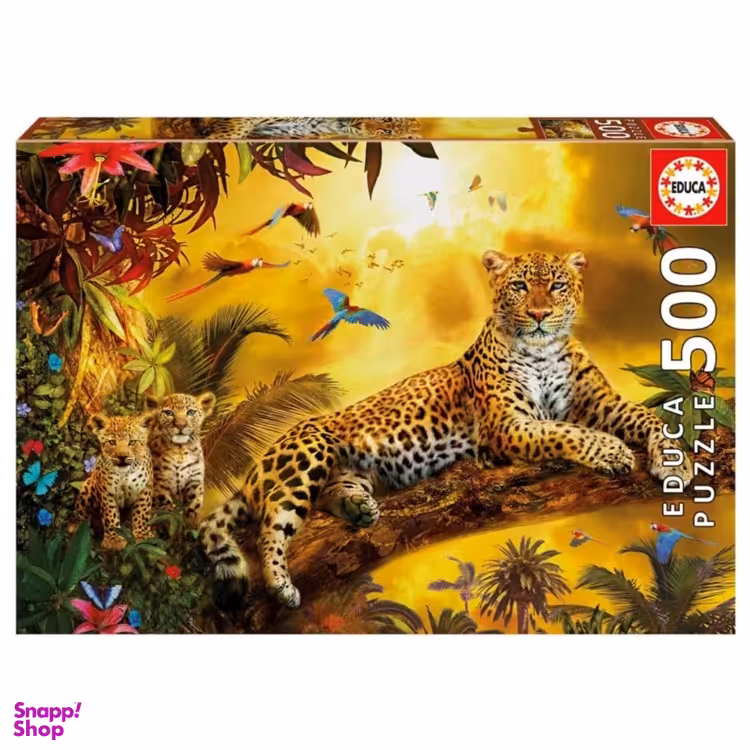 پازل 500 تکه ادوکا طرح پلنگ و بچه‌هایش کد 17736