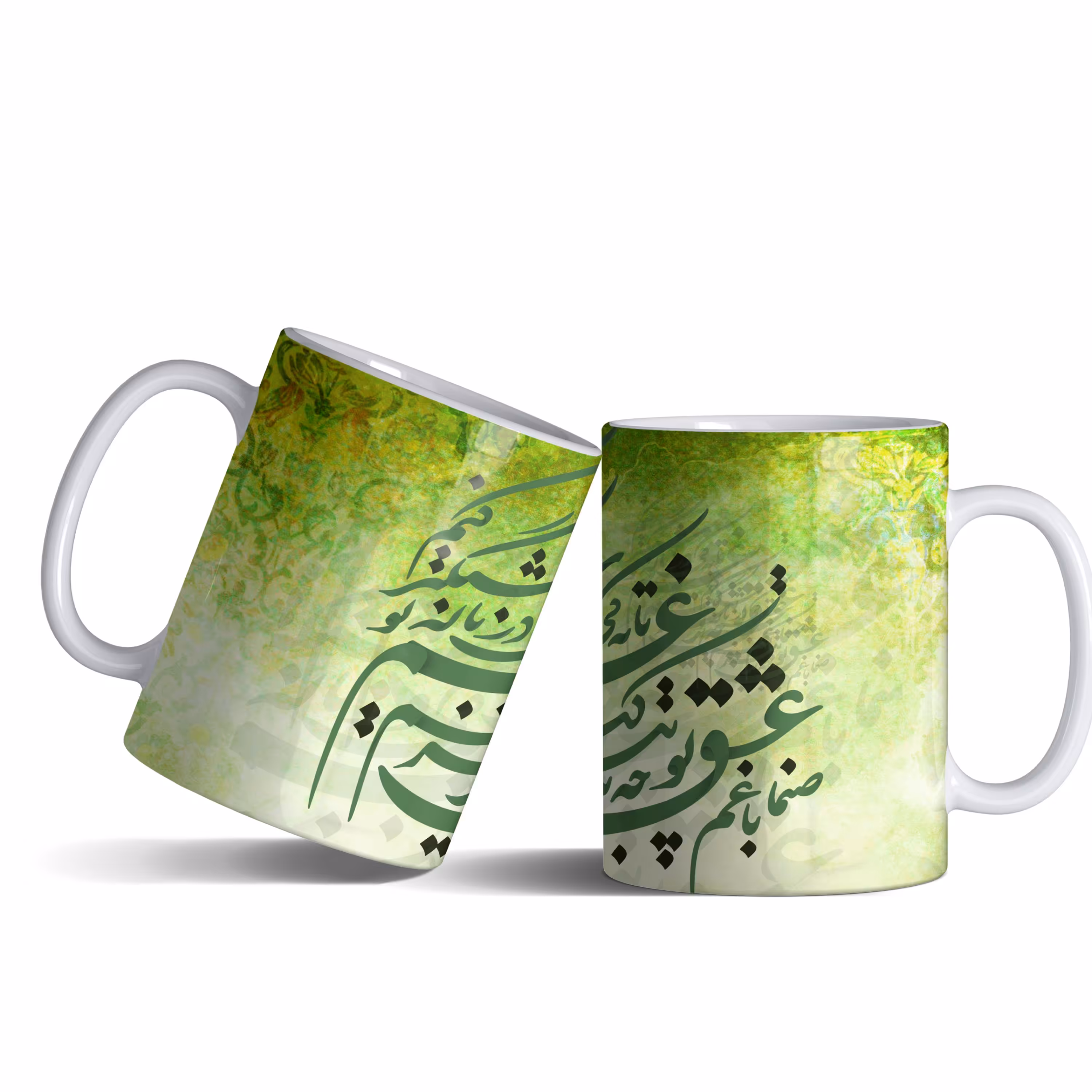 لیوان (ماگ) با متن صنما با غم عشق تو چه تدبیر کنم.تا به کی در غم تو نالۀ شبگیر..