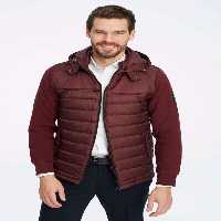 کاپشن قرمز مردانه ژاکت با کلاه گلکلی بورگوندی اسمایل SMILE