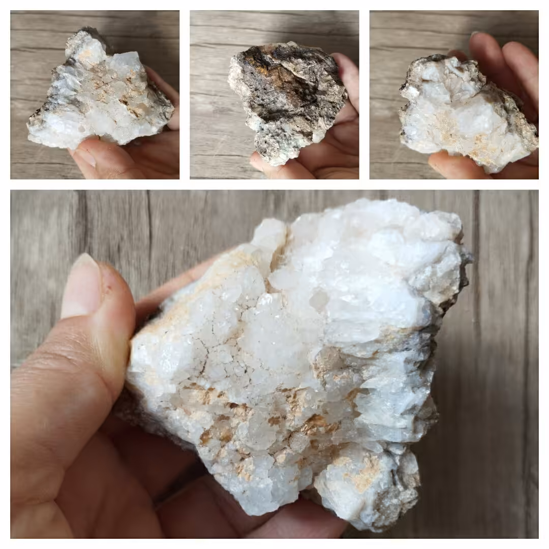 سنگ کوارتز معدنی و اصل با بلورهای درخشان است حدودی 6.2 سانت اندازه سنگ میباشد با خواص بسیار سنگ کوارتز