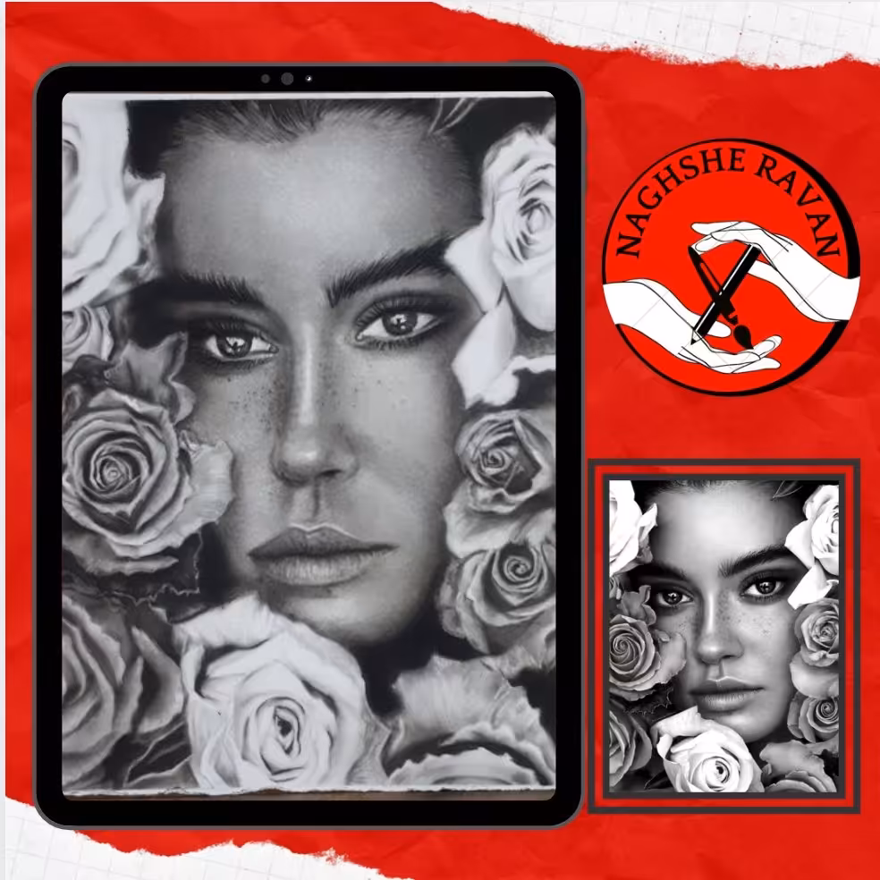 طراحی سیاهقلم چهره سایز a4