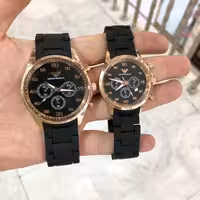 ست ساعت امپریوآرمانی مشکی قاب طلایی