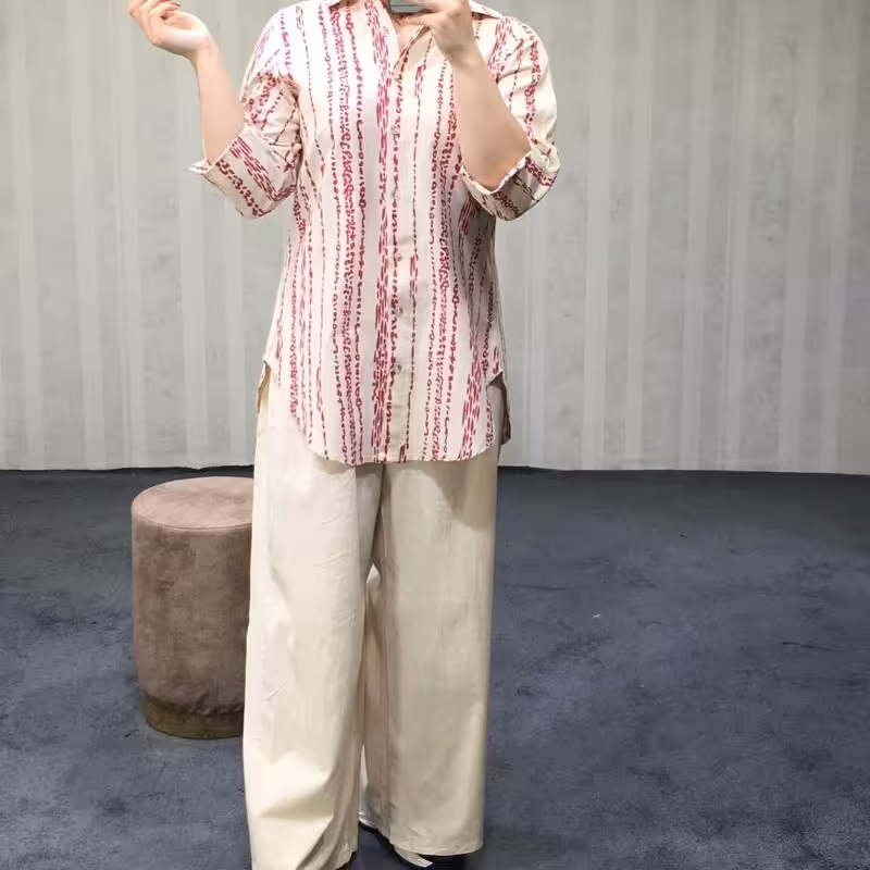 ست تونیک شلوارلینن فری سایز 38تا48ارسال رایگان