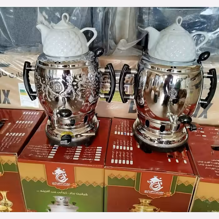 تولیدی سماور گازی 6لیتری ورق ضخیم  برادران علی نژاد همراه با قوری