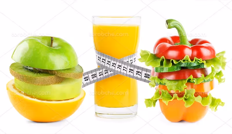 عکس مفهومی رژیم غذایی میوه و سبزیجات | گرافیک با طعم تربچه