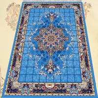 گلیم فرش ماشینی کاشان طرح  هیوا آبی سایز 9متری(2.5 در 3.5)