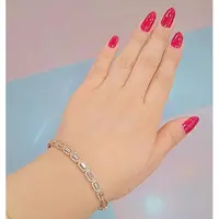 النگو دستبندی نقره زنانه با آبکاری رزگلد وعیار 925استاندارد بدون ریزش نگین ضد حساسیت