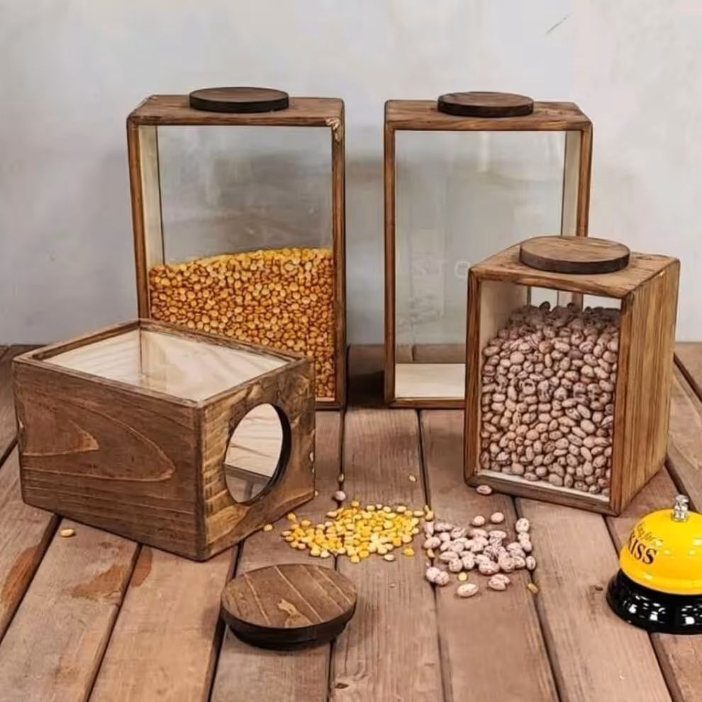 بانکه دوتایی شیشه و چوب بسیار عالی و با کیفیت 