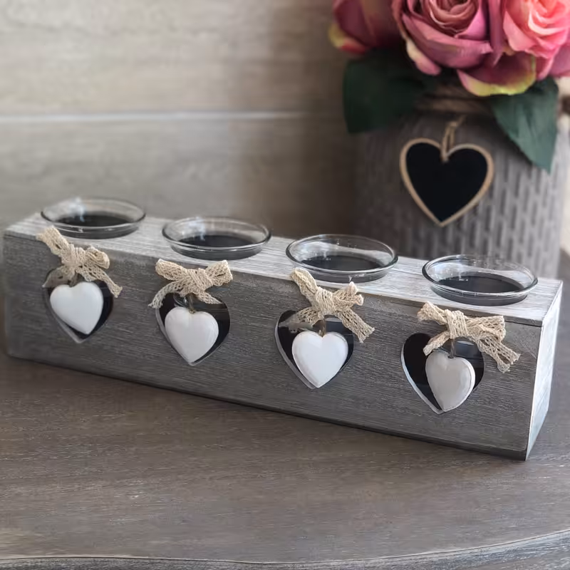 جاشمعی 4 عددی خانه سفید مدل قلبی