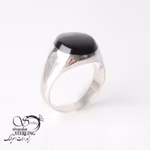 انگشتر نقره مردانه با سنگ مشکی کد 3438