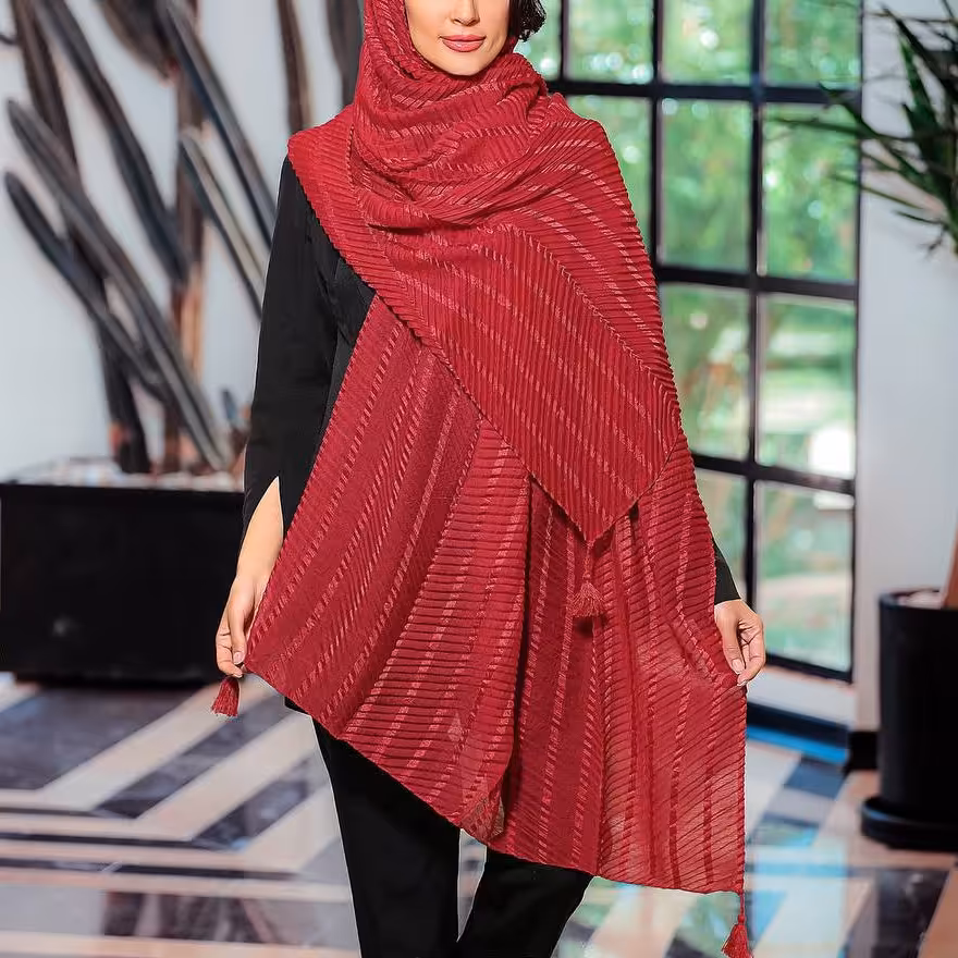 شال تابستانه دخترانه  زنانه پلیسه درجه یک در رنگبندی