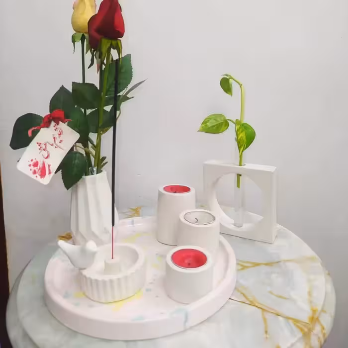 ست گلدان و جا وارمر 