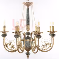 لوستر برنجی ترکیب سنگ و برنجی لوله ای