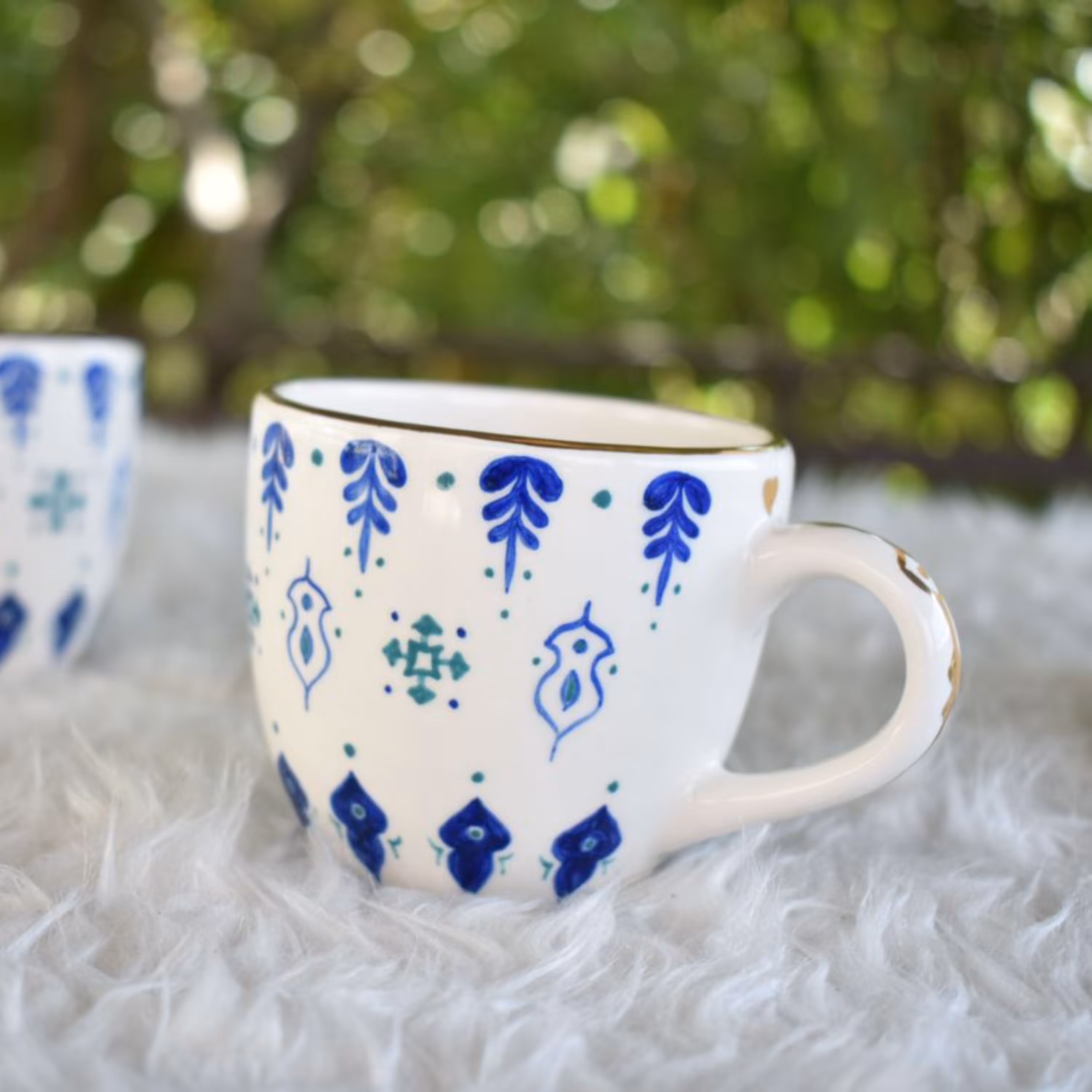 ماگ سرامیکی لبه طلایی