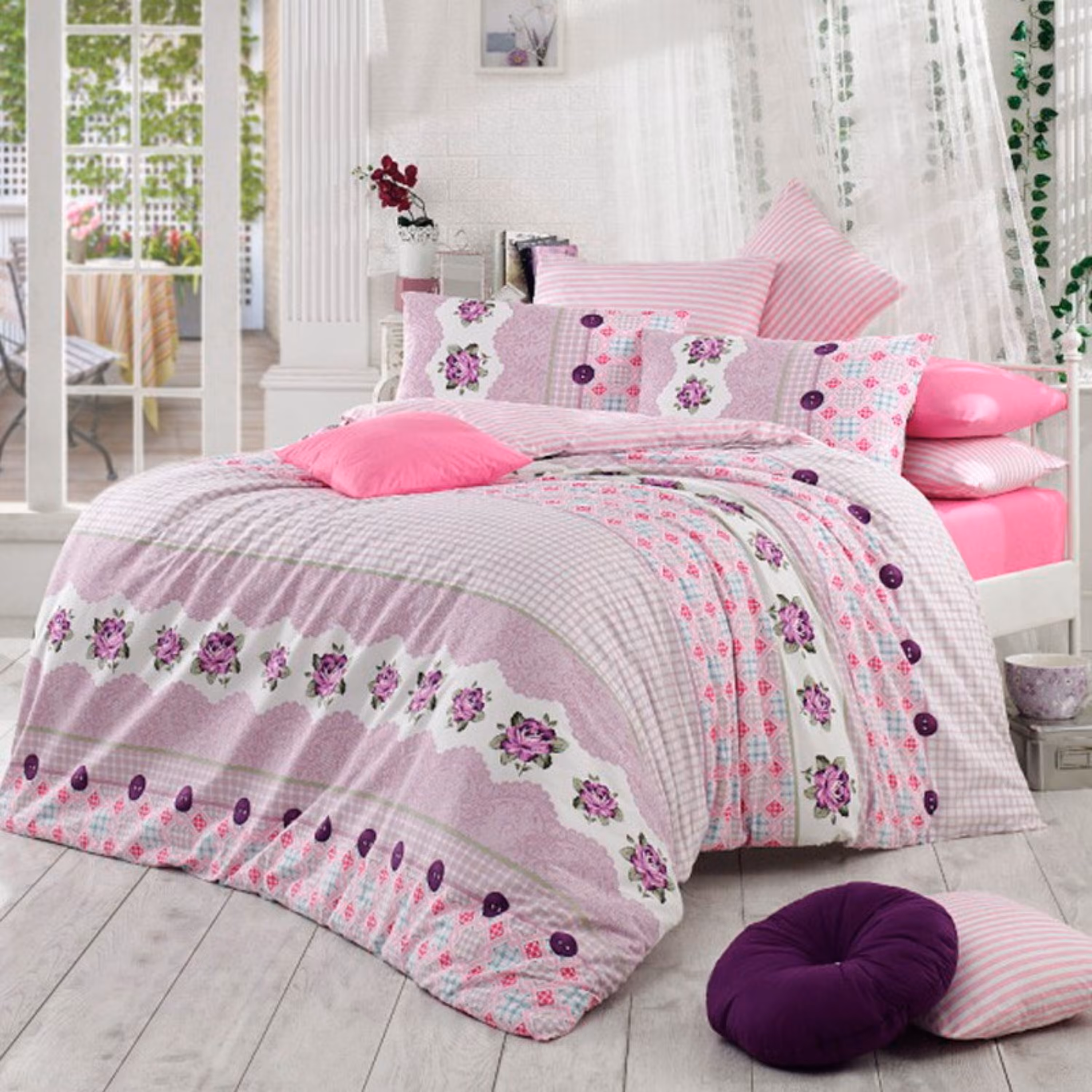 سرویس ملحفه ماژولی طرح Button v2 یک نفره 3 تکه  - کد 33035014014