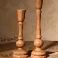 شمعدان چوبی  روشن ست دو عددی 20و25سانتی متری
