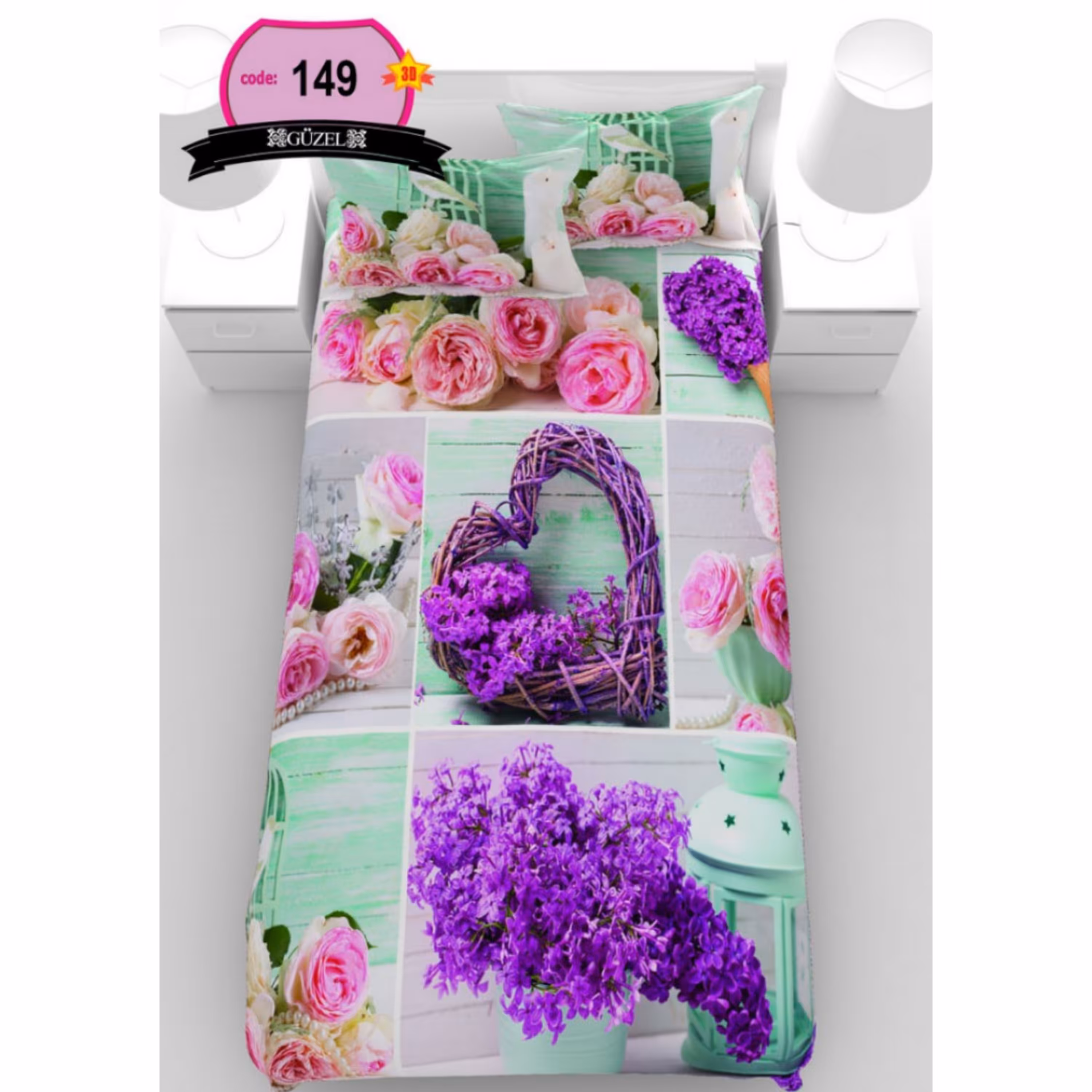روتختی تک نفره سه بعدی برند گوزل -5 تکه -کد149