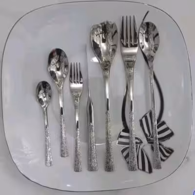 سرویس قاشق و چنگال 24 نفره 128 پارچه جی وان مدل گراسو سلطنتی نقره ای