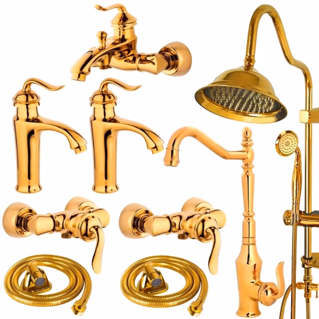 ست کامل شیرالات رستاک مدل آرسن رنگ طلا