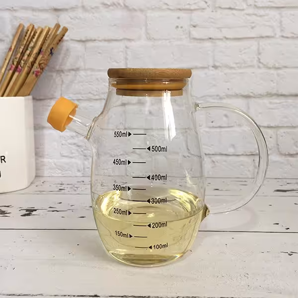 بطری روغن پیرکس 550میل درب بامبو