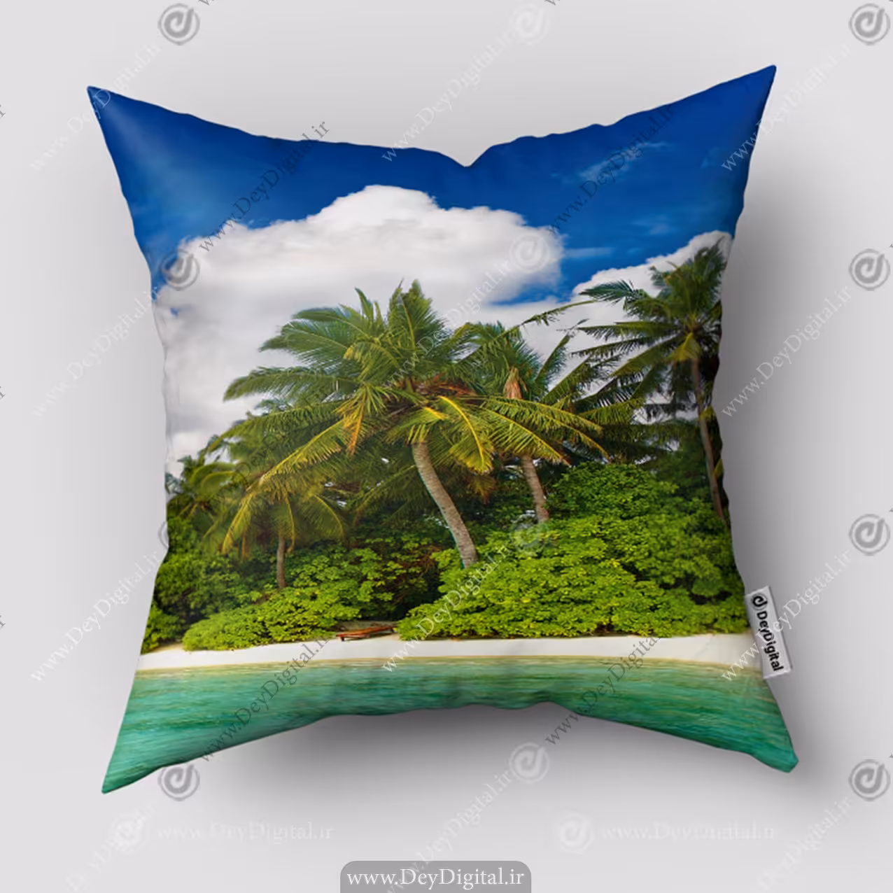 کوسن چاپی طرح ساحل و درخت نخل PK-5449