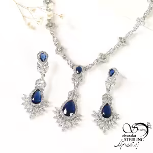 سرویس اشکی با نگین یاقوت کبود