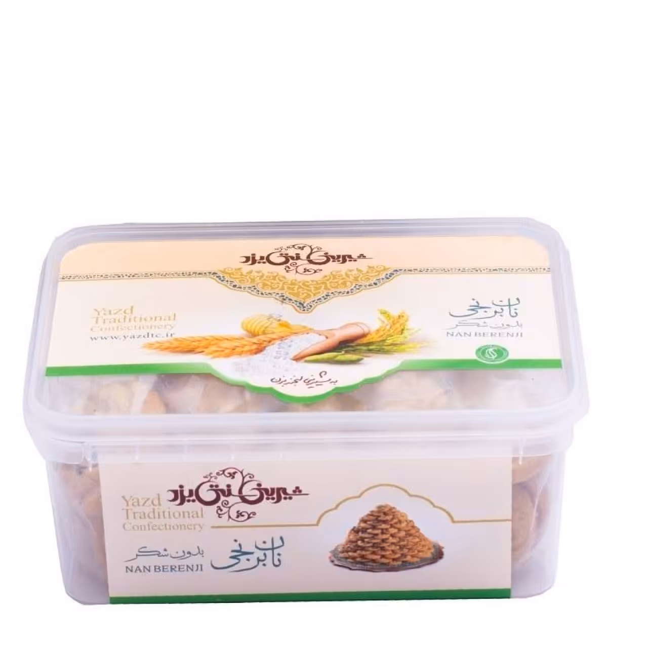 شیرینی نان برنجی بدون شکر جعبه پلاستیکی سنتی یزد