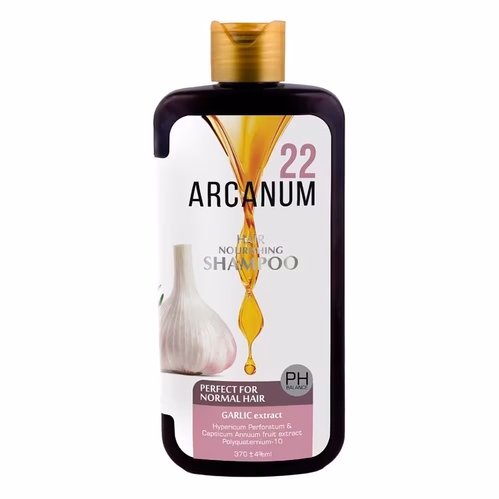 شامپو سر ضد شوره سیر آرکانوم 370 میل مغذی و کنترل کننده شوره سر سرشار از آنتی اکسیدان و محافظ تار های مو