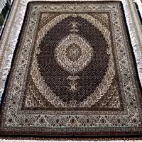 فرش دستبافت ریز ماهی خرّم طرح کمال الملک خوی سایز قالیچه سرمه ای کد 123