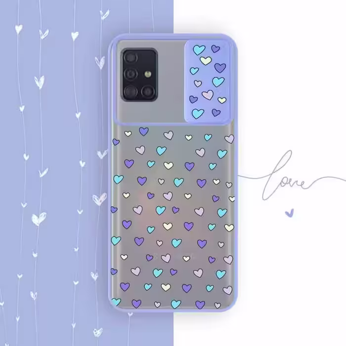 قاب گوشی سامسونگ Galaxy 71 پشت مات قلبی محافظ لنز کشویی